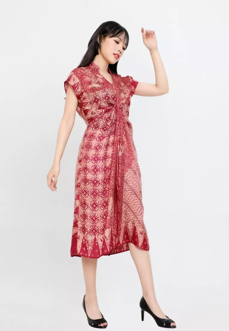 Dress hotsell batik merah