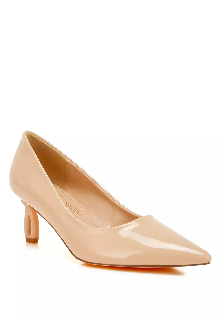 Pointed Toe Fantasy Heel Pumps in Beige