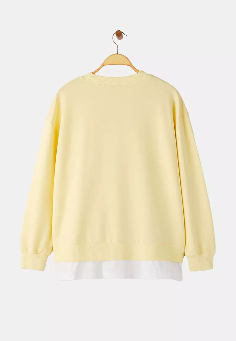 Yellow Bottom T-Shirt Thin Knit Plus Size Sweatshirt