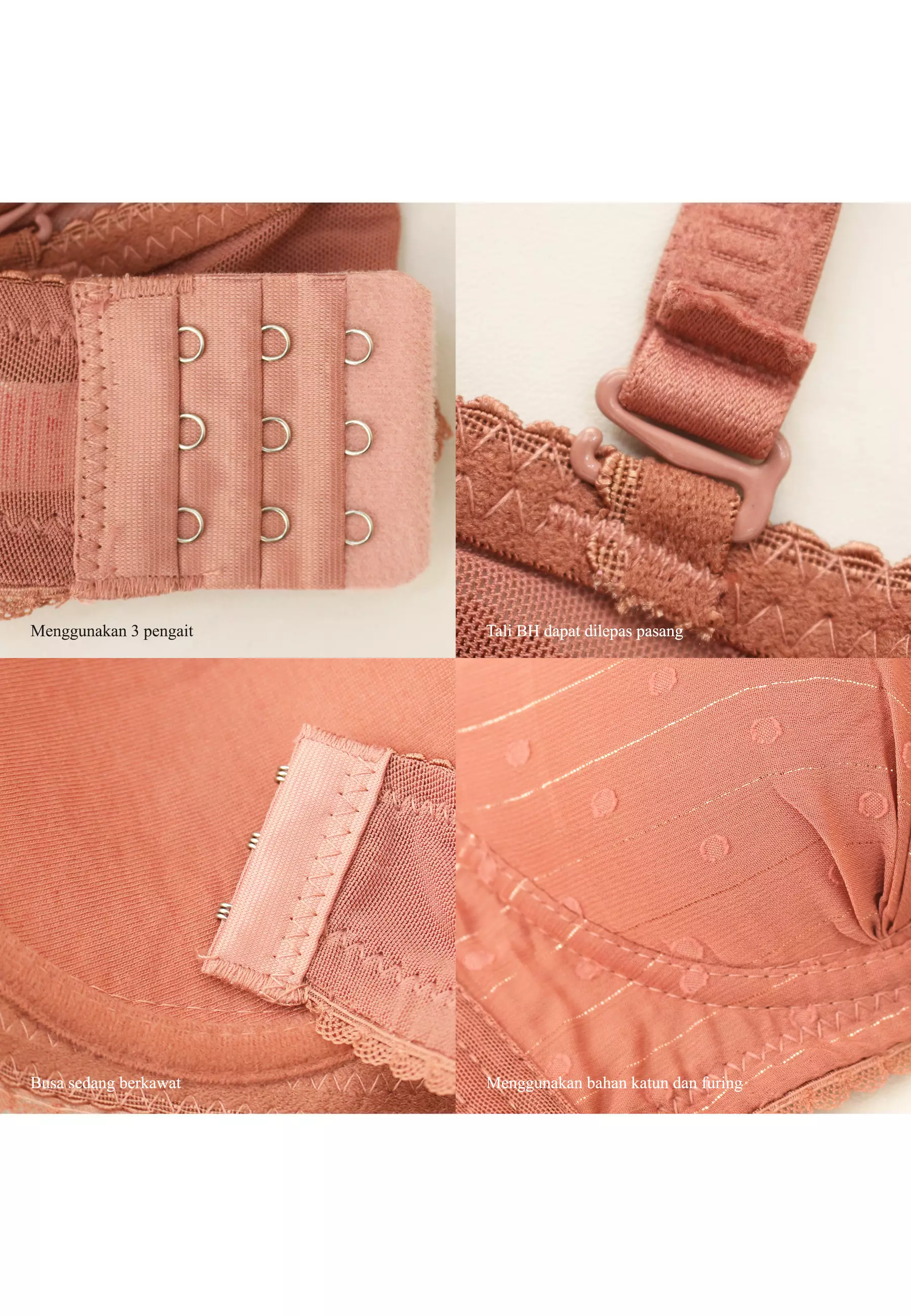 You've (YouHave) BH Set Bra Set Wanita Kawat Bahan Brokat Busa Sedang Cup B Kait 3 Renda 200025