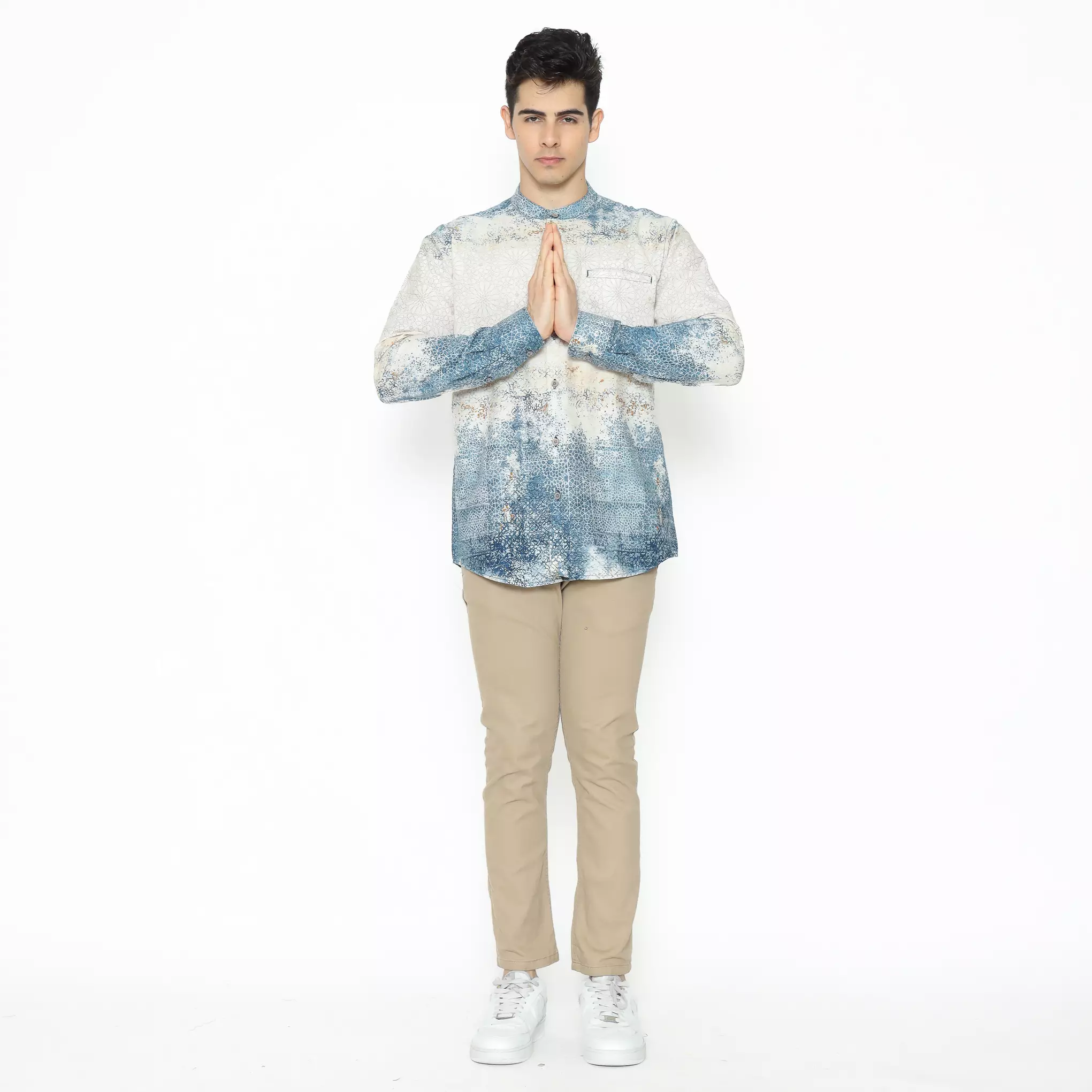 AMK Kemeja Koko Pria Printing  Lengan Panjang KK NIZAM L/S GREEN