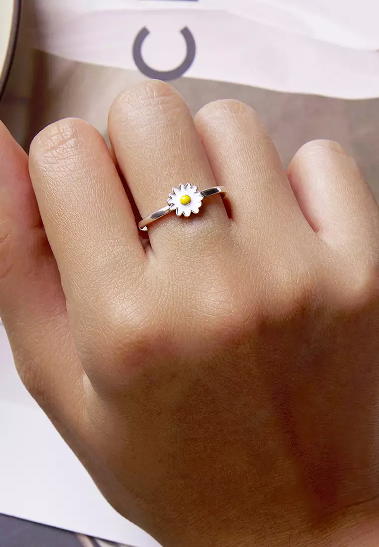 Solid 925 Sterling Silver Sunny-Side Up Daisy ring