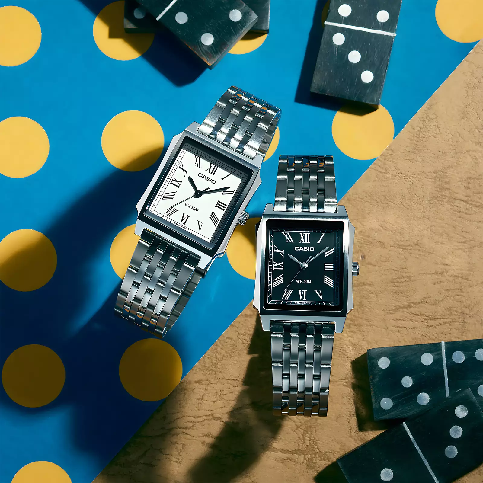 Casio - Jam Tangan Analog Pria - White Dial - Silver Stainless Steel - MTP-B190D-7BV