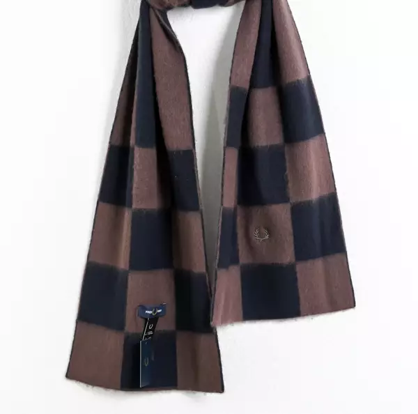 Scarf FRED PERRY CHECK BLACK BROWN SCARF 100% ORIGINAL