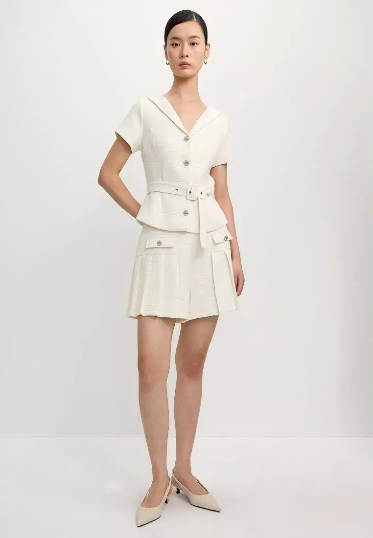 Pleated Tweed Mini Skort