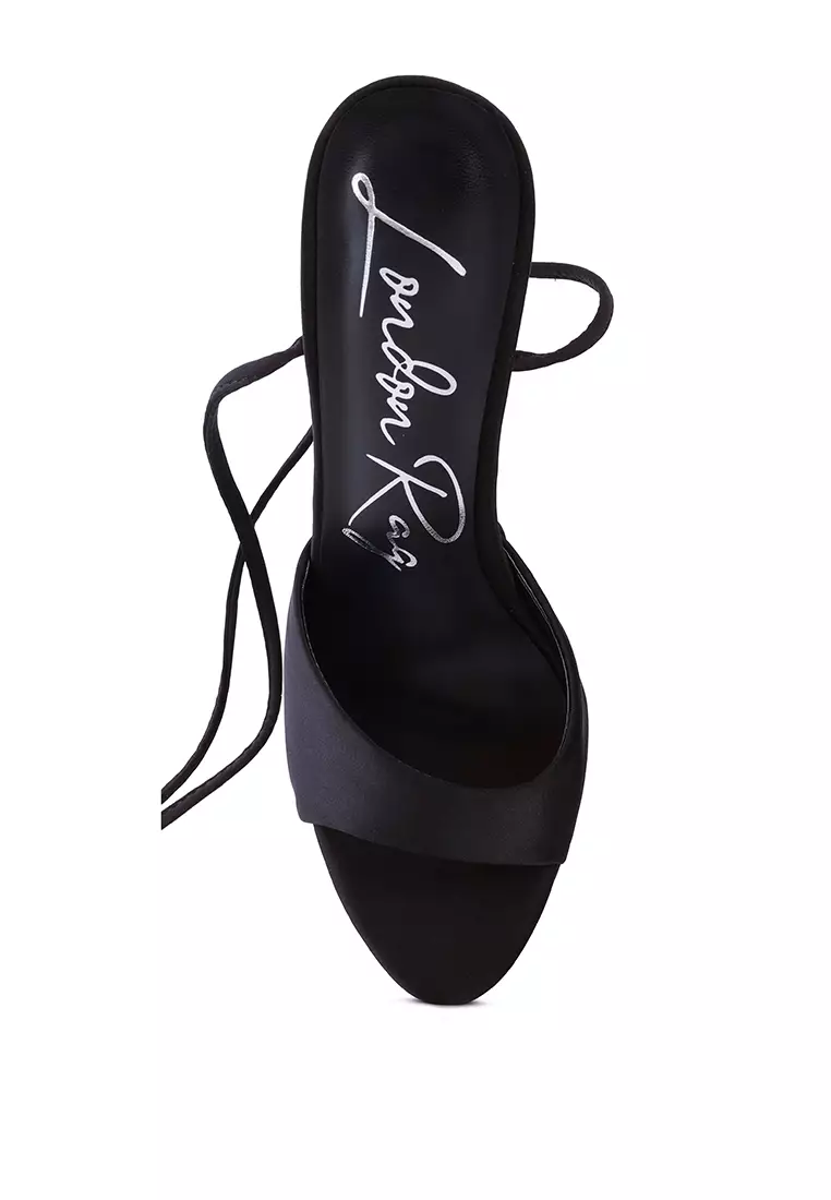 Black Dramatic Platform Lace-Up Heel Sandals