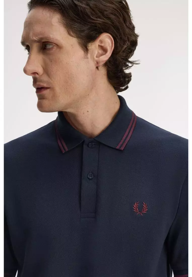 Fred Perry M12 Twin Tipped Fred Perry Shirt (Navy / Oxblood)