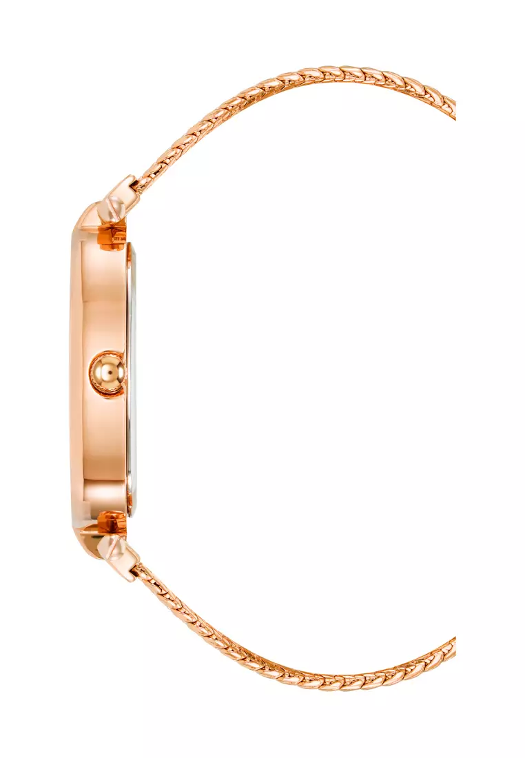 Anne Klein  AK5008PMRG0000 gold tone oval watch watch with cream mother of pearl dial and premium crystals on the bezel