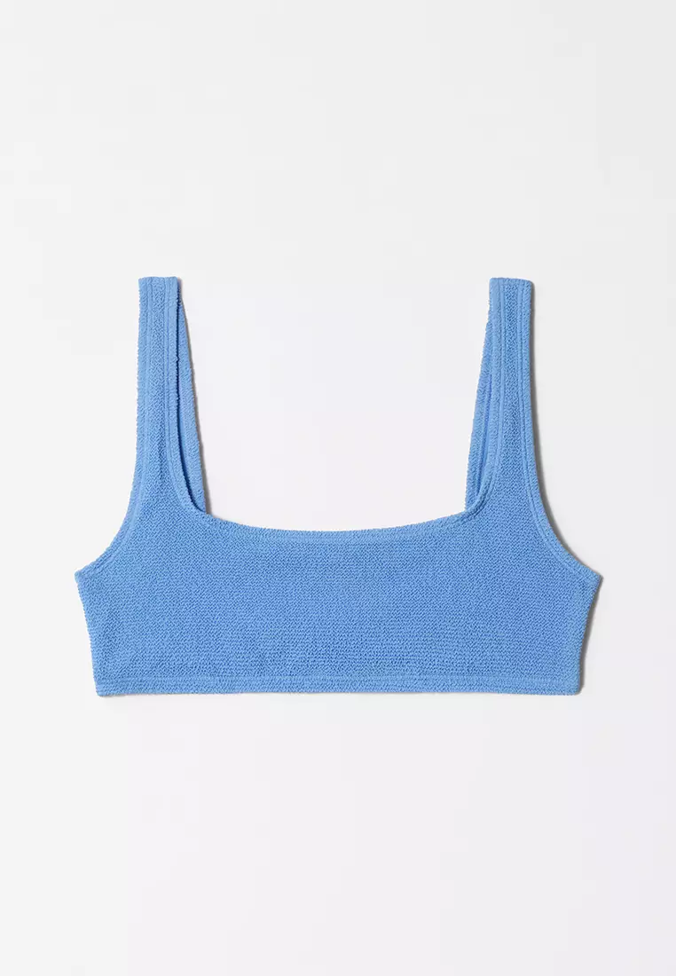 Textured Square-Neck Bikini Top