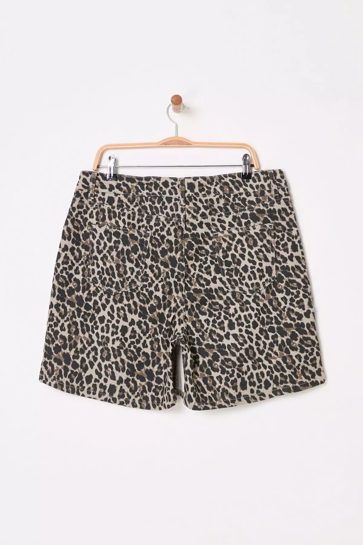 Animal Patterned Plus Size Denim Shorts Skirt