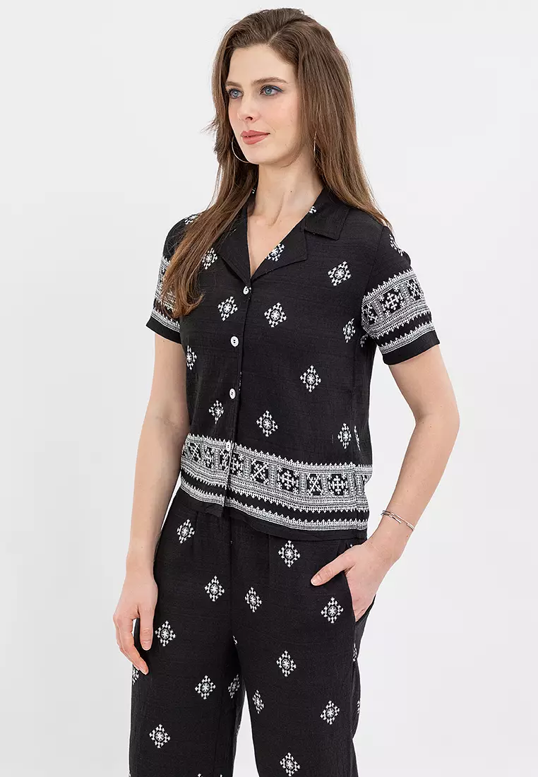 Alma Cenefa Print Button Down Filipiniana Shirt