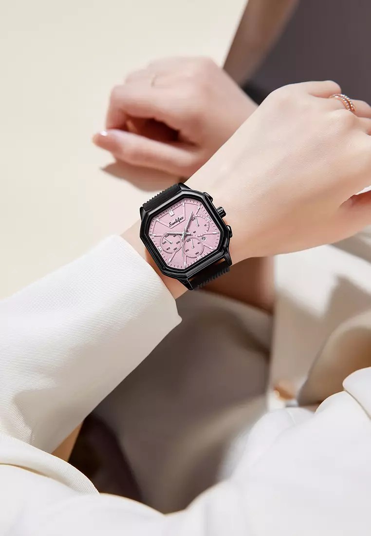 Jam Tangan Wanita Korea Elegan Tanggal Tali Silikon Kuarsa Jam Tangan Cewek Original B004 pink