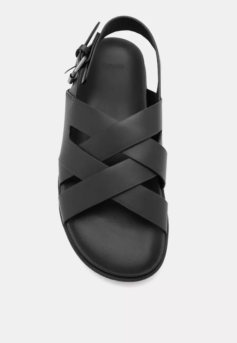Cross-Strap Leather Sandals