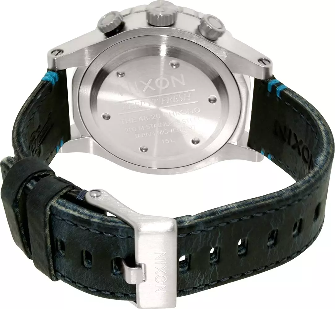 NIXON 48-20 CHRONO LEATHER DARK BLUE