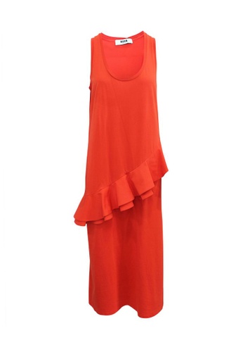 MSGM orange Pre-Loved msgm Long Orange Dress with Ruffles E77BEAA49E12EBGS_1