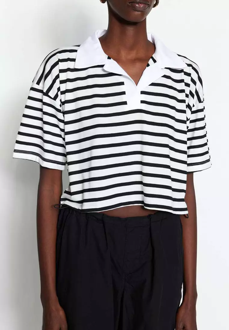 Stripe Boxy Polo Shirt