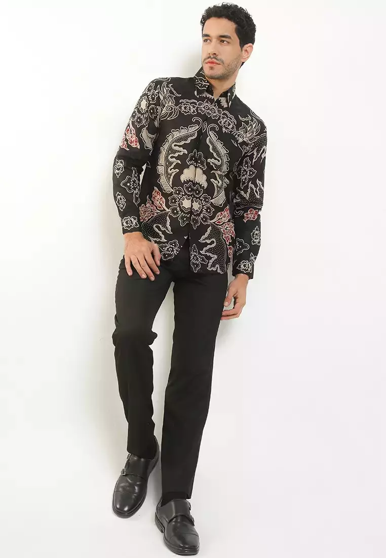 Mahkota Kemeja Batik Premium Pria Casual Modern Lengan Panjang
