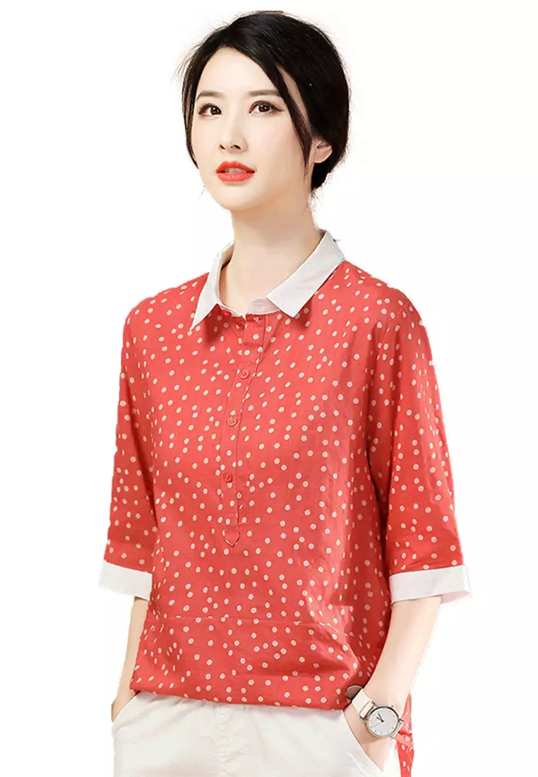 Girls red clearance polka dot shirt