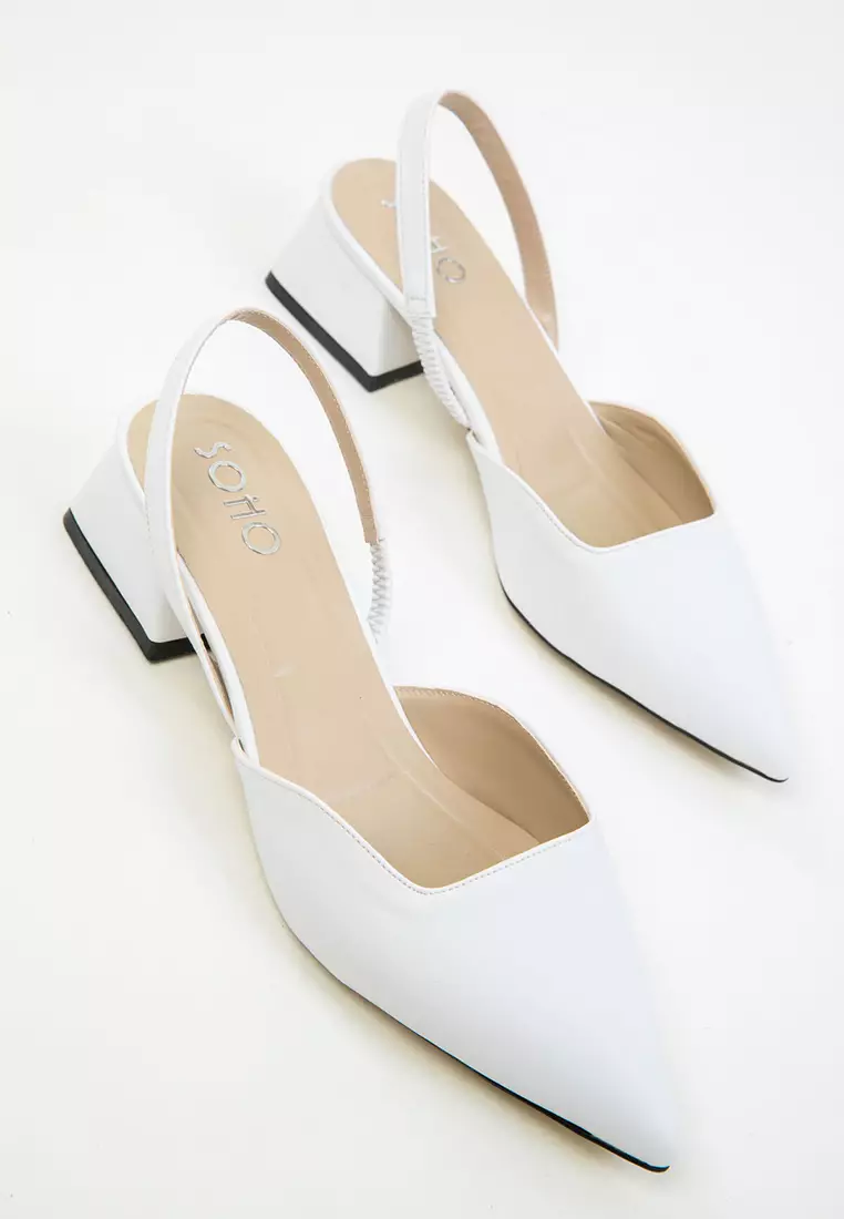 White Women's Classic Heeled Shoes 20318
