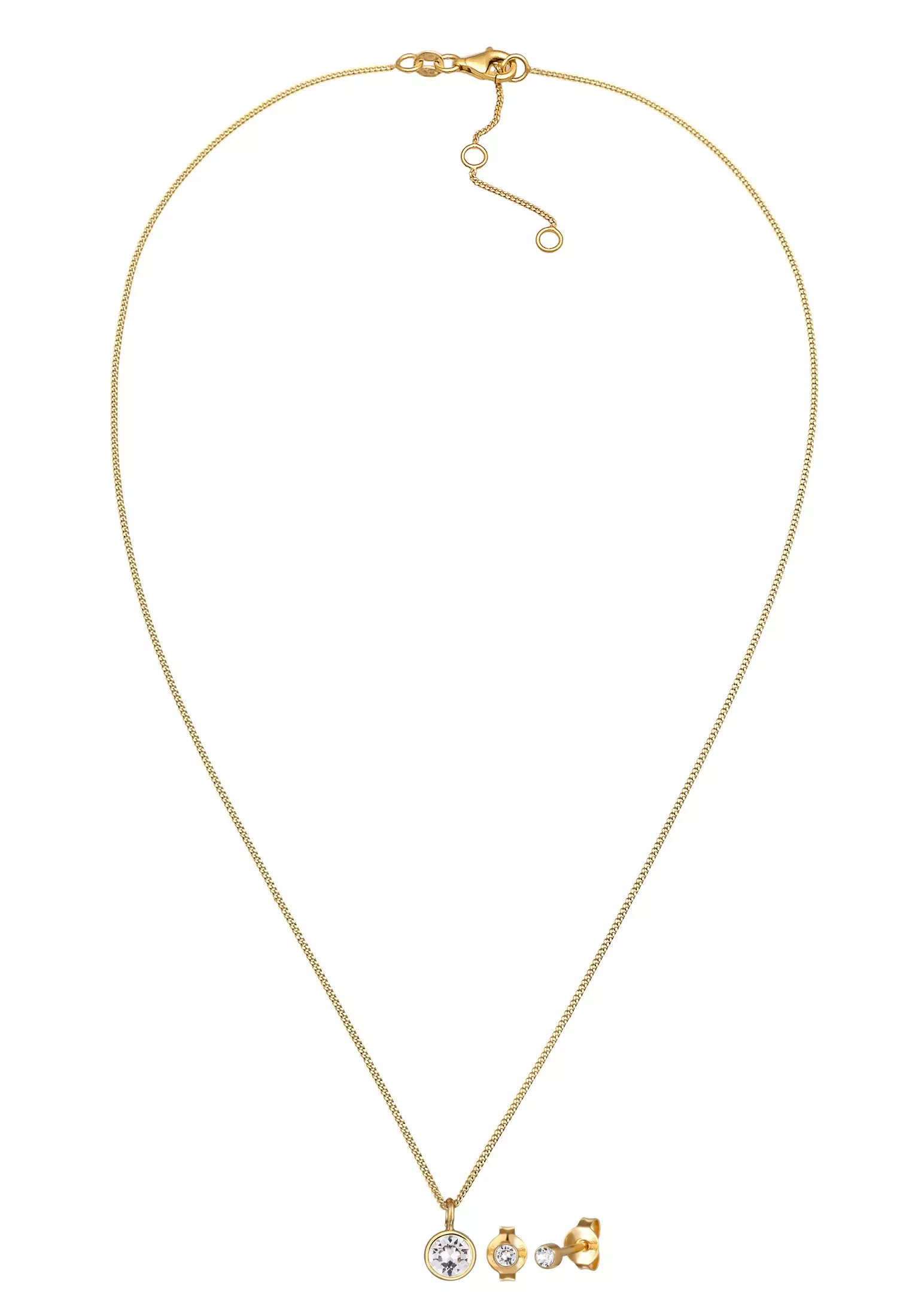 施华洛世奇® 珠宝套装，项链耳环，圆形 Xirius 切割，镀白金，镶嵌水晶。