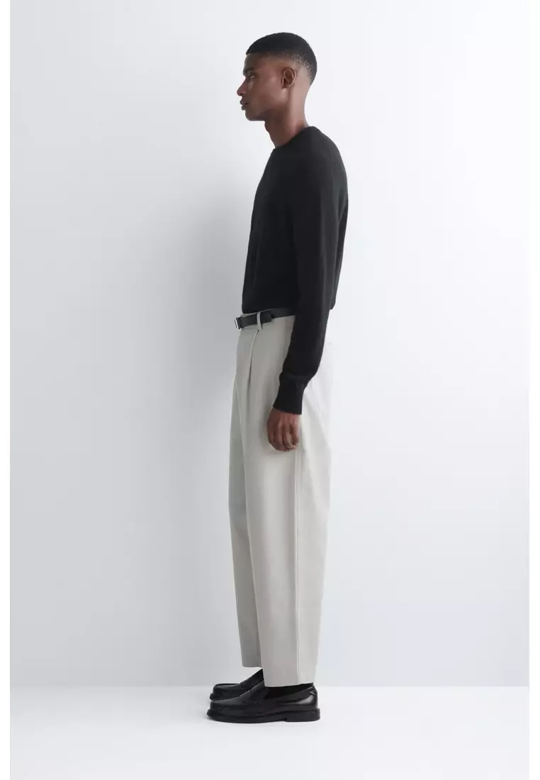 CROPPED COTTON RELAXED-FIT STRAIGHT-LEG TROUSERS