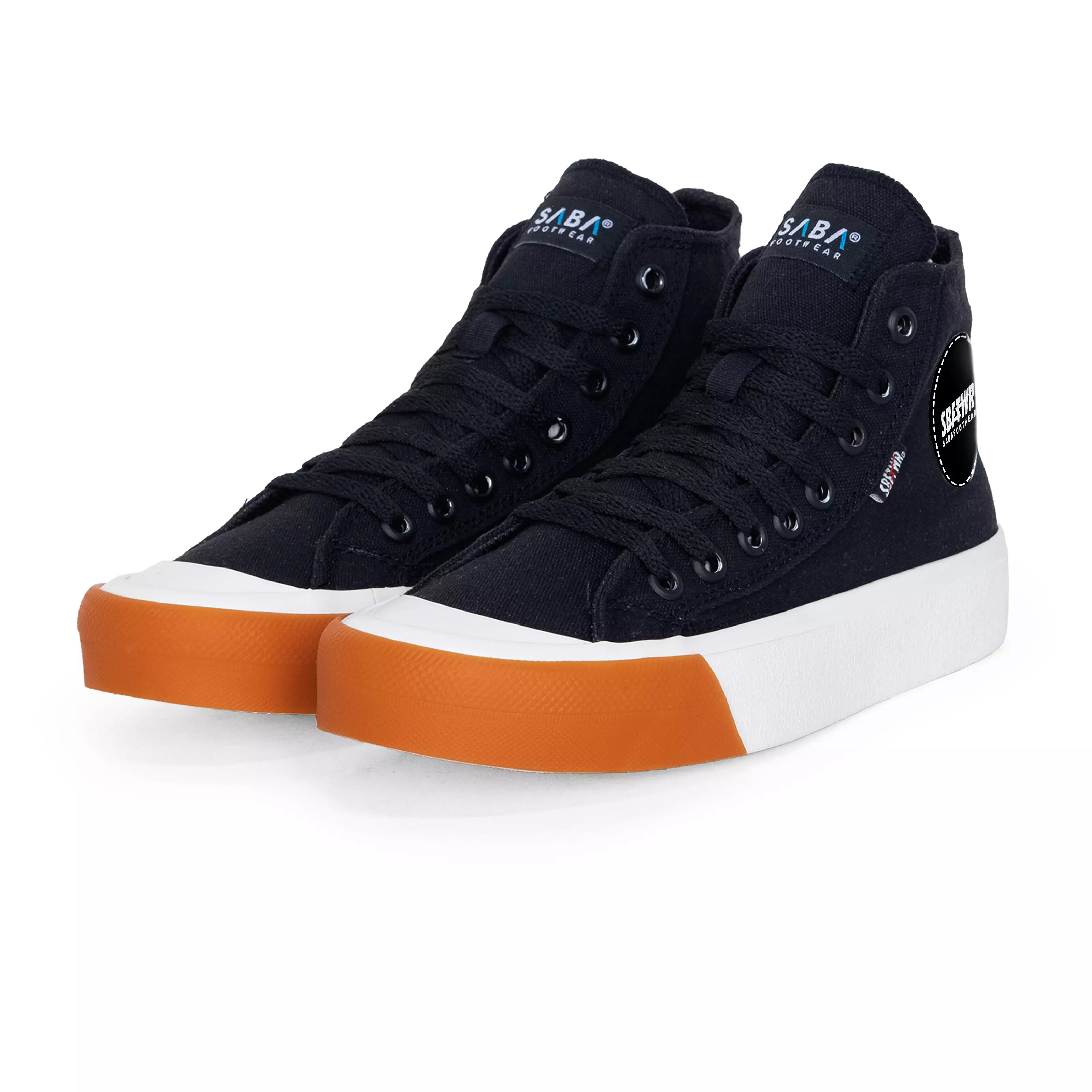SABA Basic High Mono Black White - Sepatu Sneakers Casual Pria Wanita