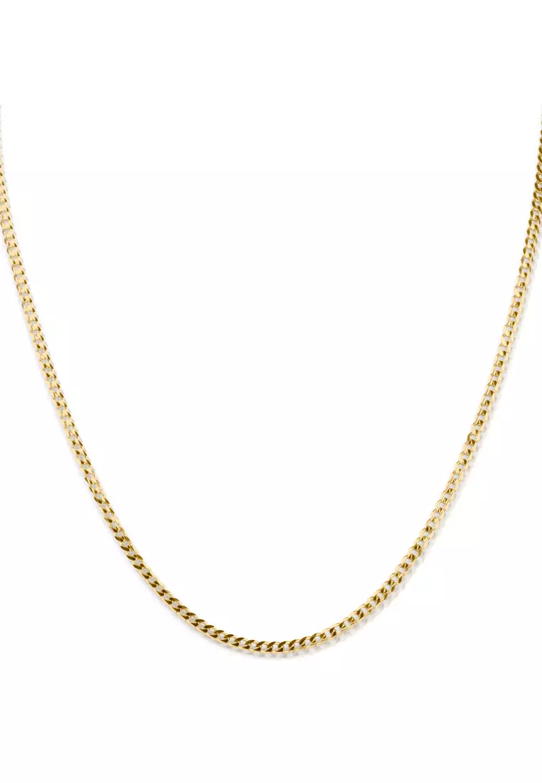Flat Curb Chain Necklace 18k Gold - 18 inches