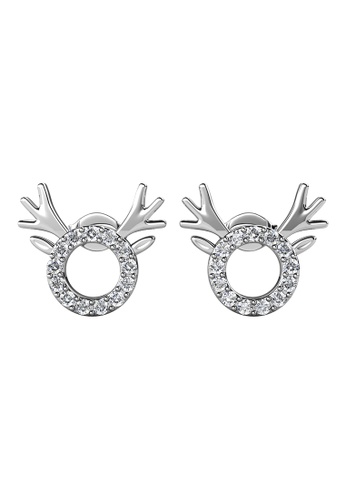 Her Jewellery silver Deer Antlers Earrings (White Gold) - Made with Swarovski Crystals FB5D9AC4BD3470GS_1