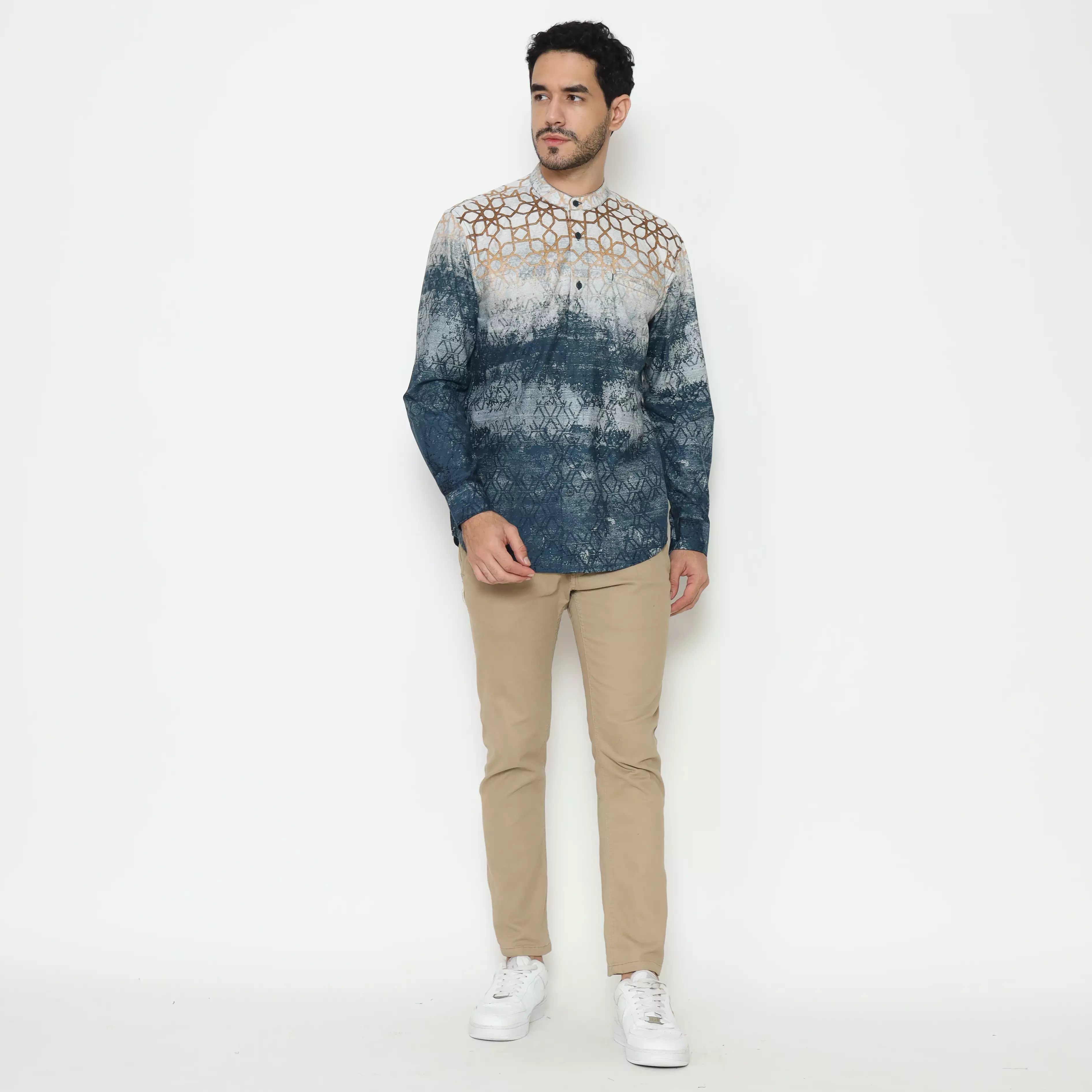 AMK Kemeja Koko Printing Pria Lengan Panjang KK Dilnawas L/s Navy