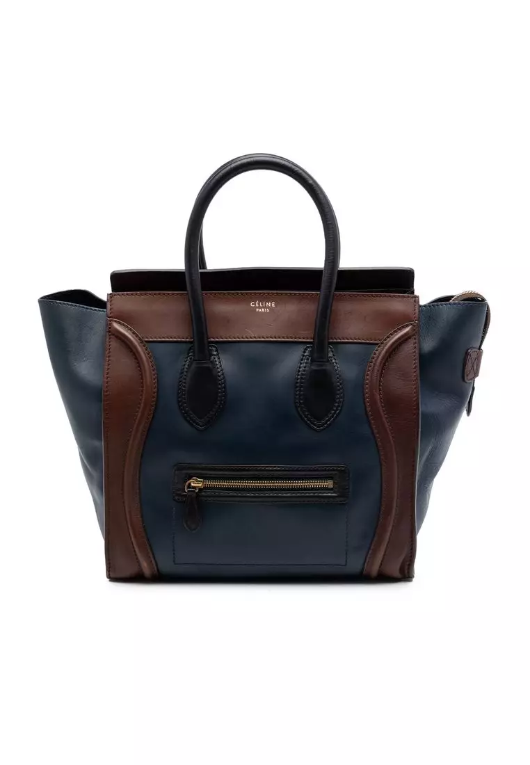 Pre-Loved Celine Mini Tricolor Leather Luggage Tote