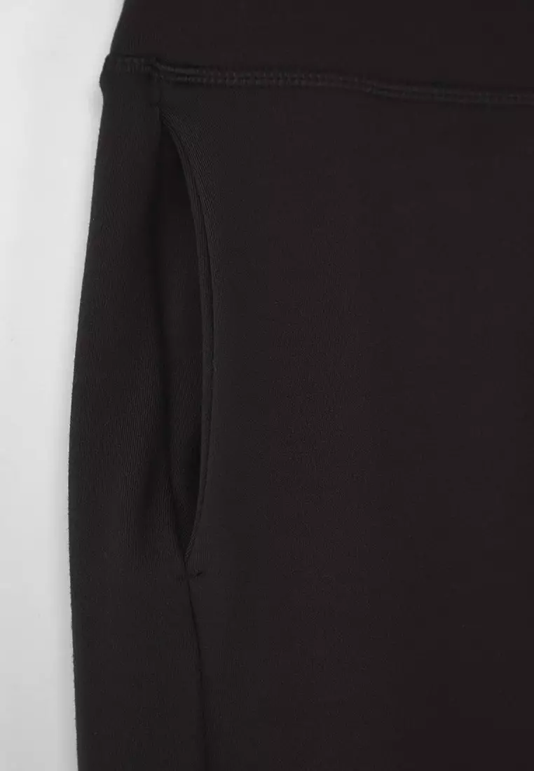 Black Brushed Soft Fabric Pocketed Sports Knitted Sweatpants
