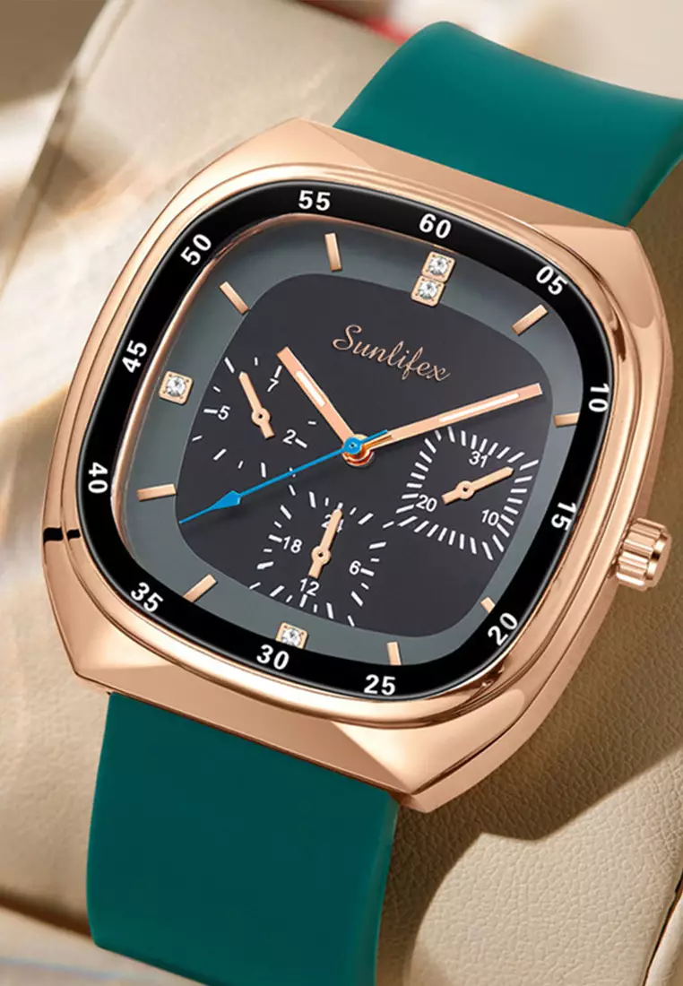 Jam Tangan Wanita Anti Air Original Kasual Mode Tali Silikon Jam Tangan Cewek Korea Green