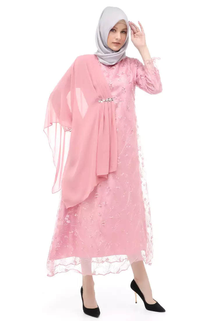 Anita Gaun Long Dress Wanita Regular Fit - Pink