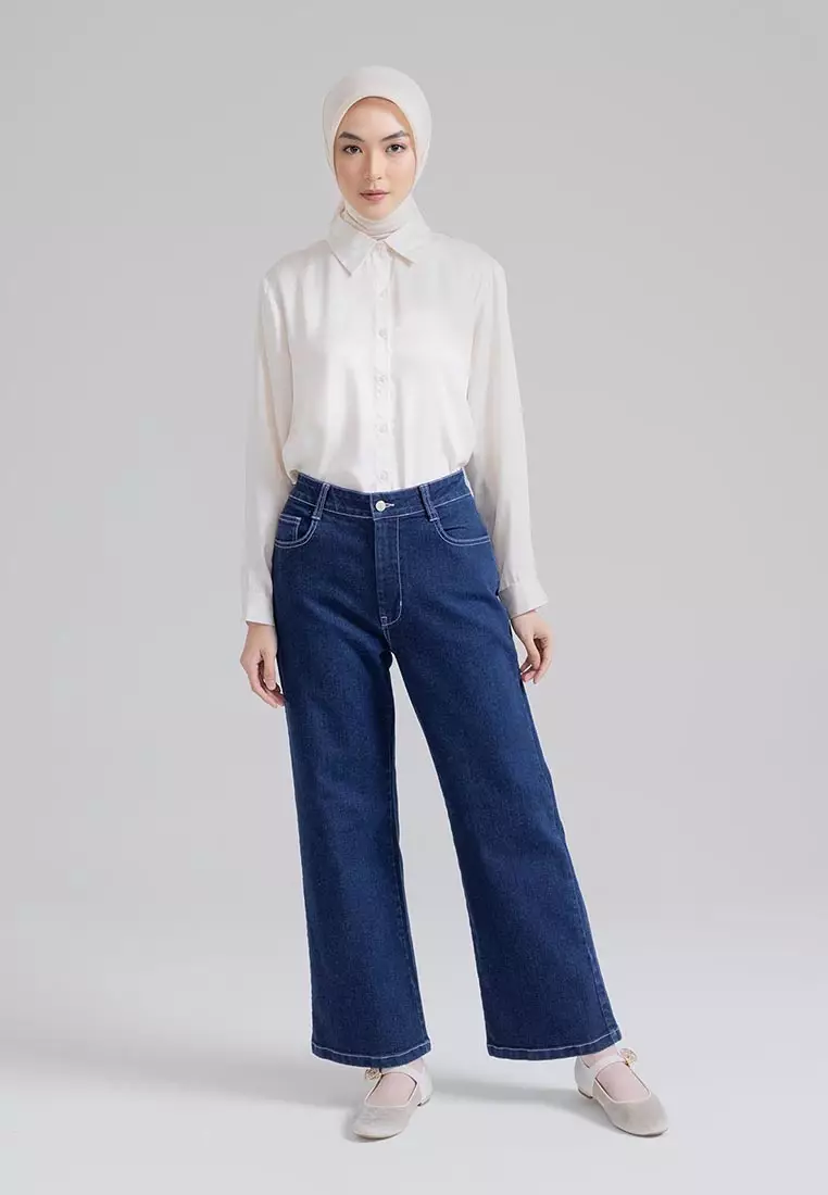 Ria Miranda Denim Blue Claris Pants