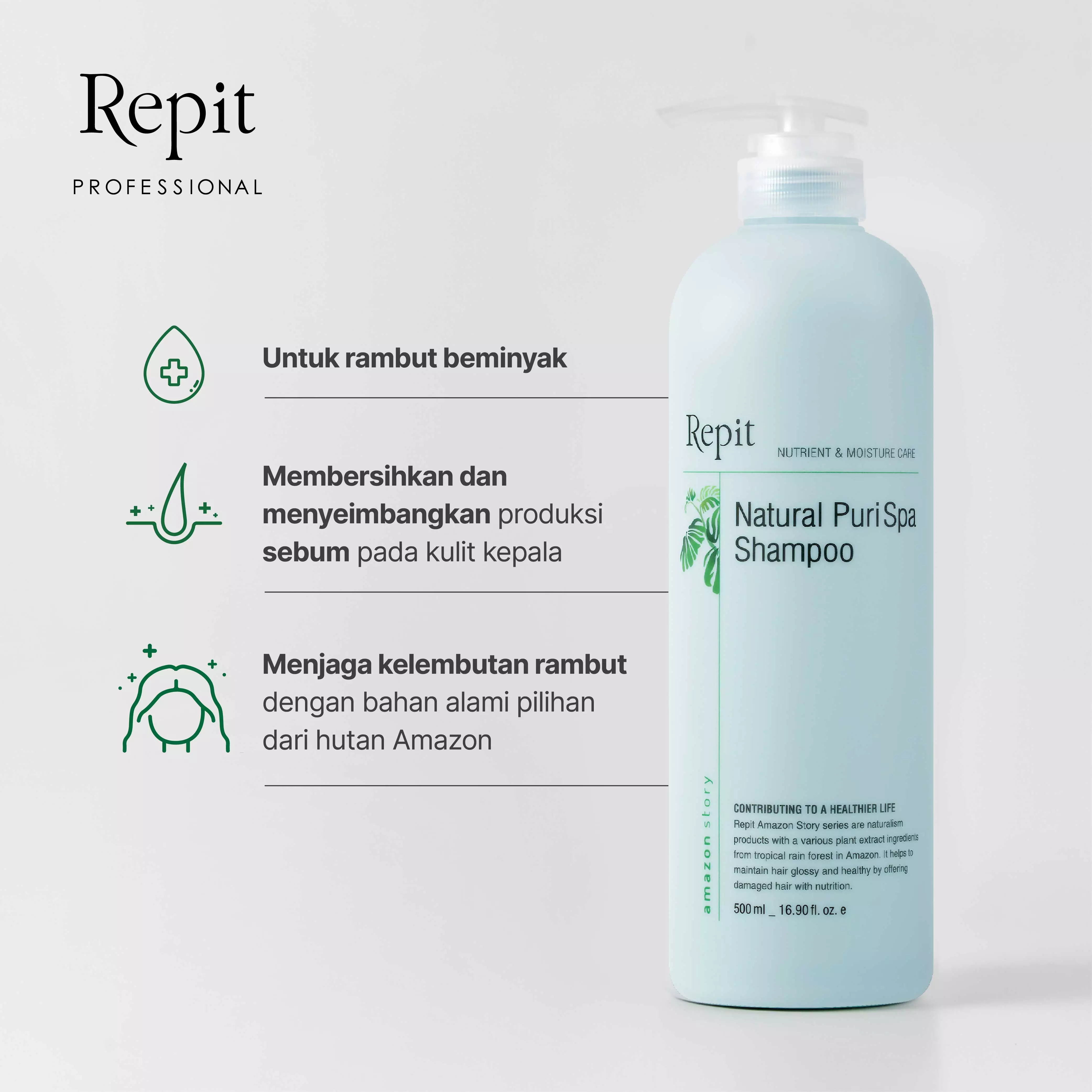 Repit Amazon Story Natural Puri Spa Shampoo - Shampoo Mint untuk Rambut Berminyak