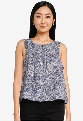 GAP blue Sleeveless Button-Front Top AE08AAA28D2C9CGS_1