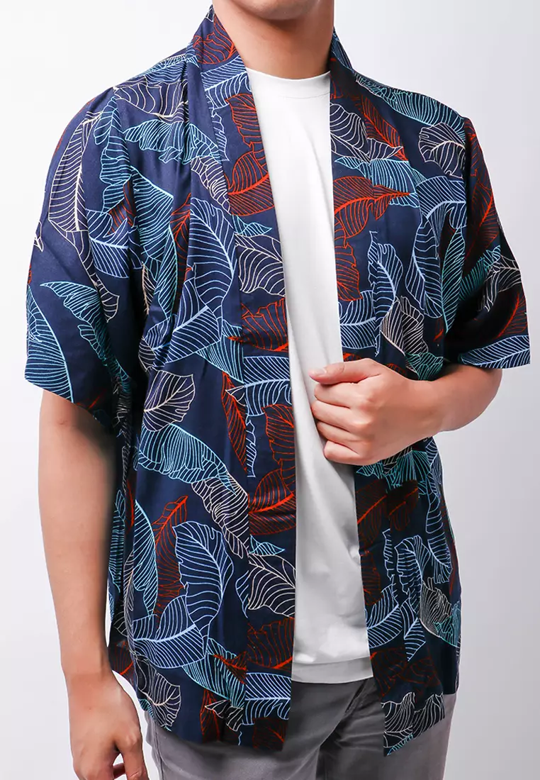 NTA90 KMN Kimono Unisex Daun Navy