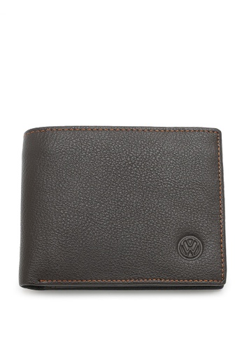 Volkswagen brown Men's Genuine Leather RFID Blocking Bi Fold Center Flap Wallet With Coin Compartment B15A6AC14A9D1EGS_1
