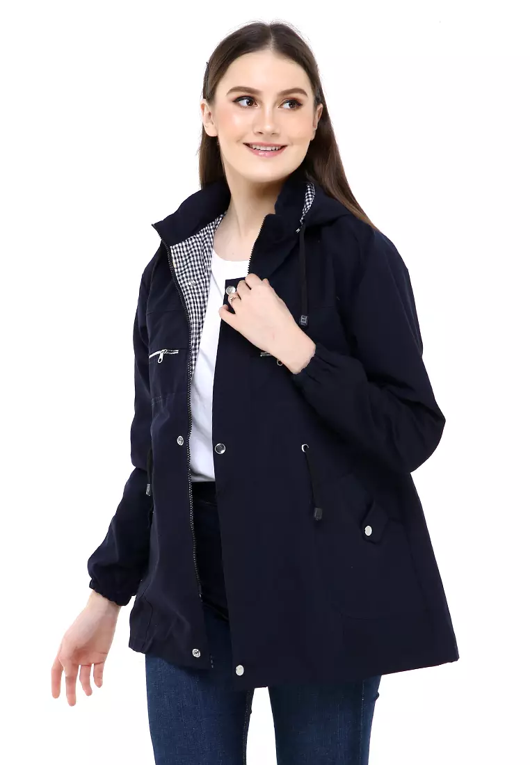 Hardwin Jacket Wanita Adventure Casual Longsleeve Outer Material Baby Canvas ORIGINAL - Navy