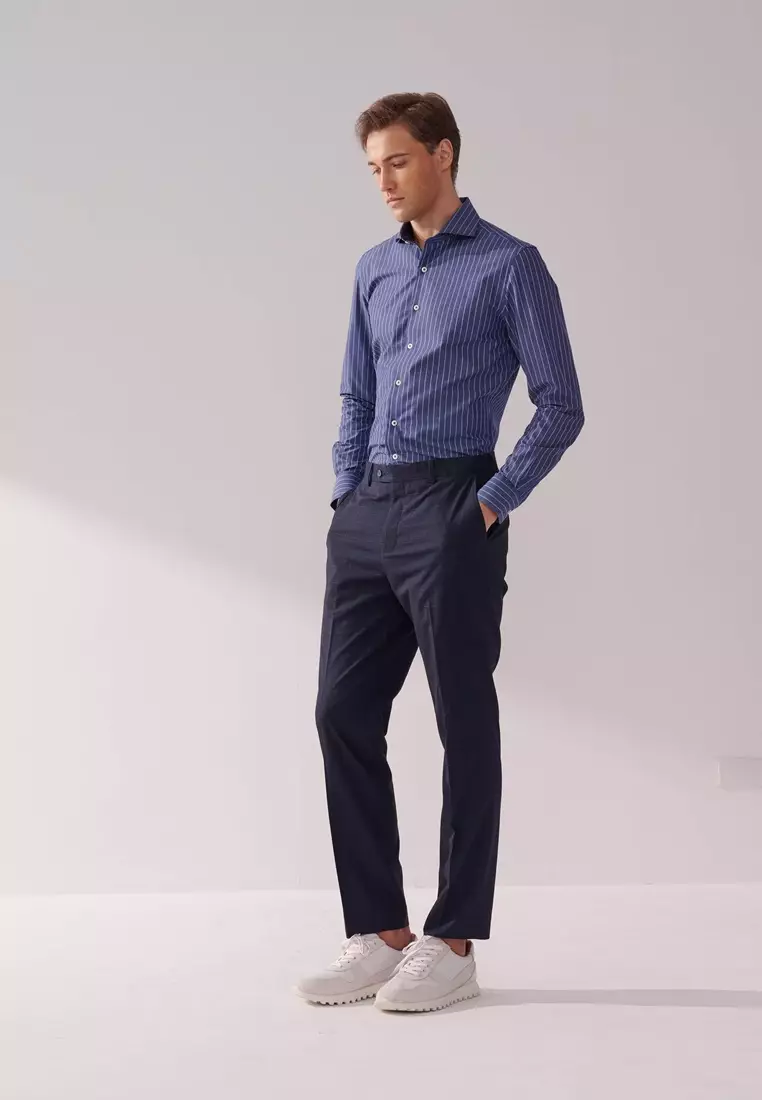 Midnight Blue Check Tailored Trousers