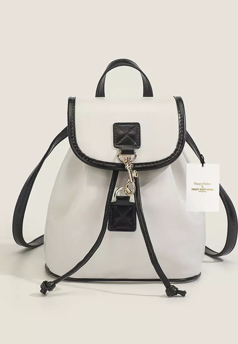 White faux store leather backpack