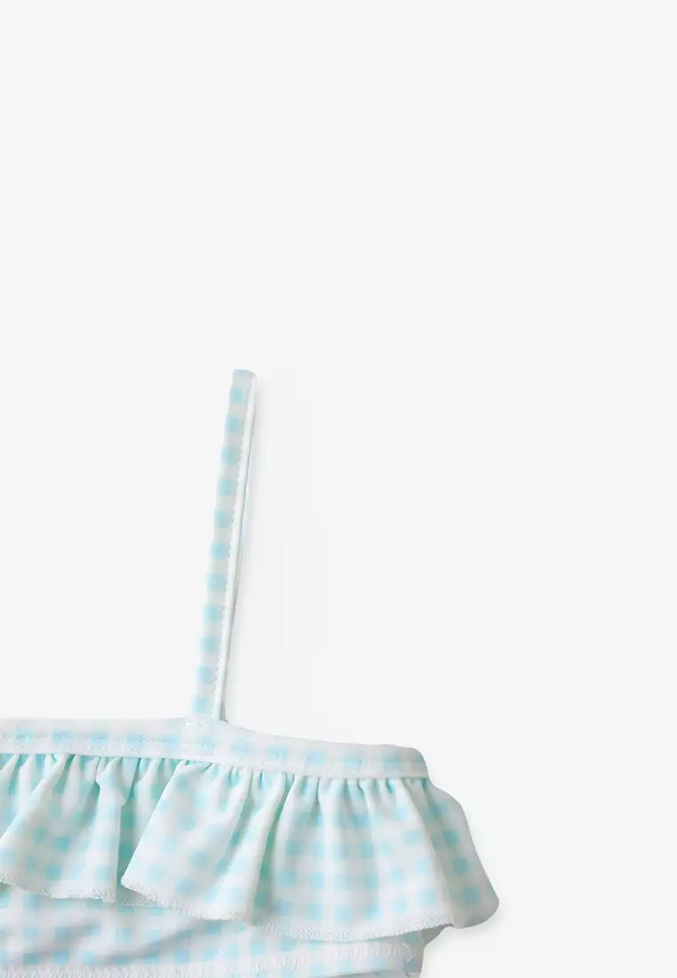 Girls Gingham Ruffled Bikini Top