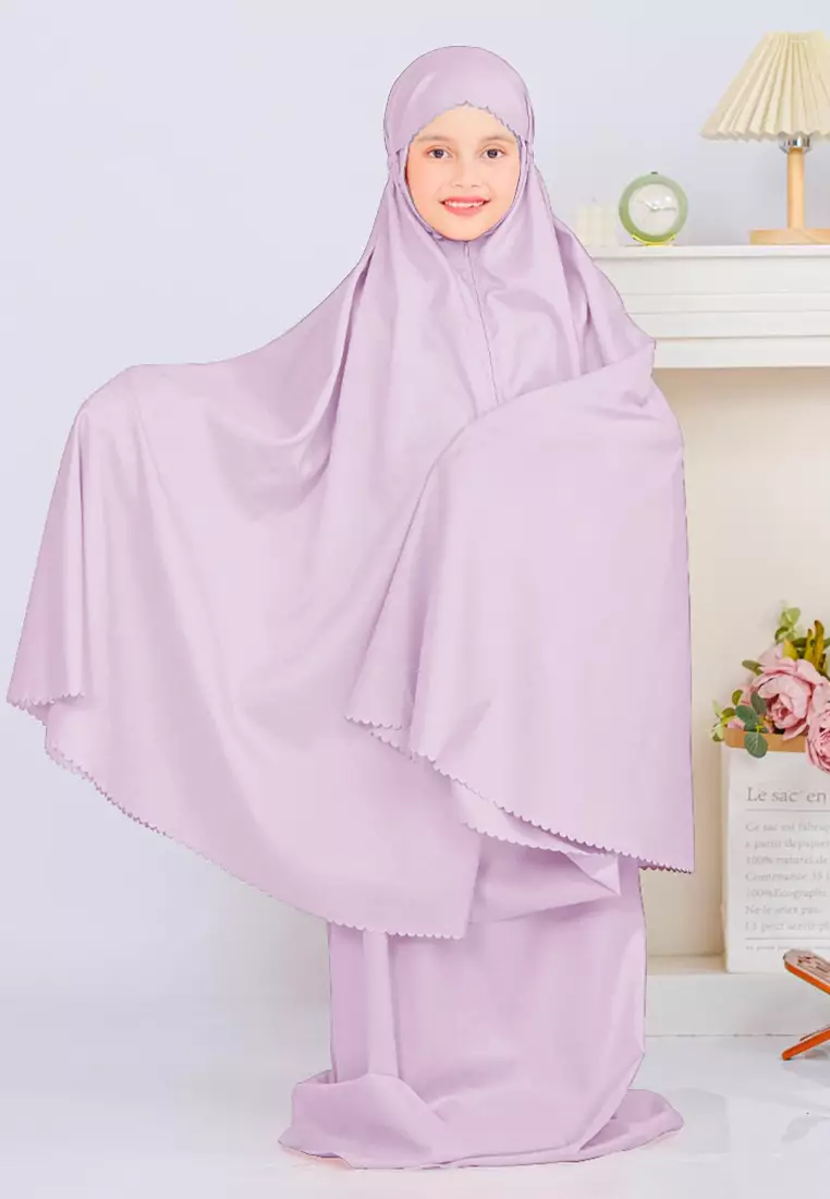 Zelena - Mukena Basic Sabira Lasercut 2in1 Prayer Set - Anak