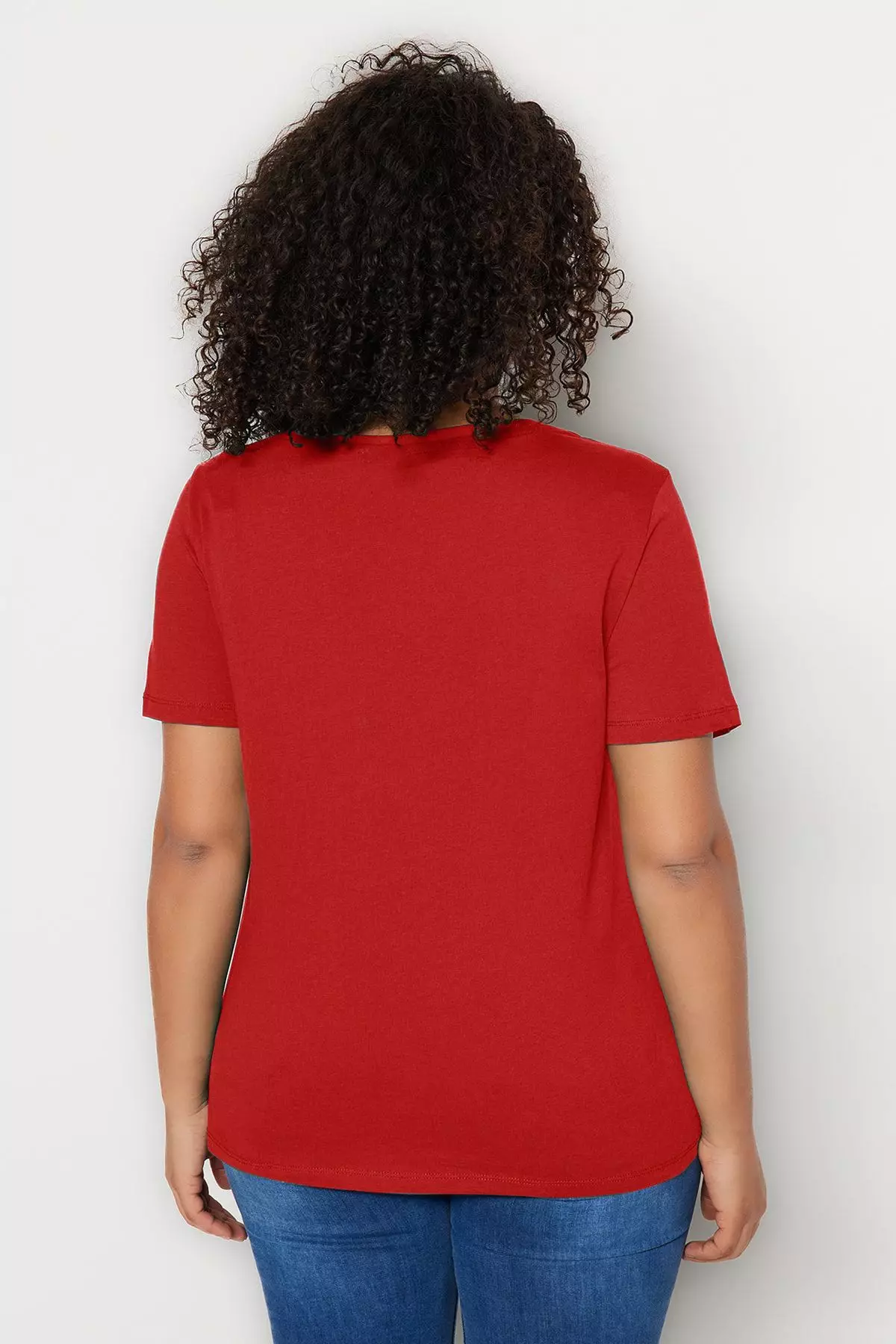 Plus Size Cotton V-Neck T-Shirt