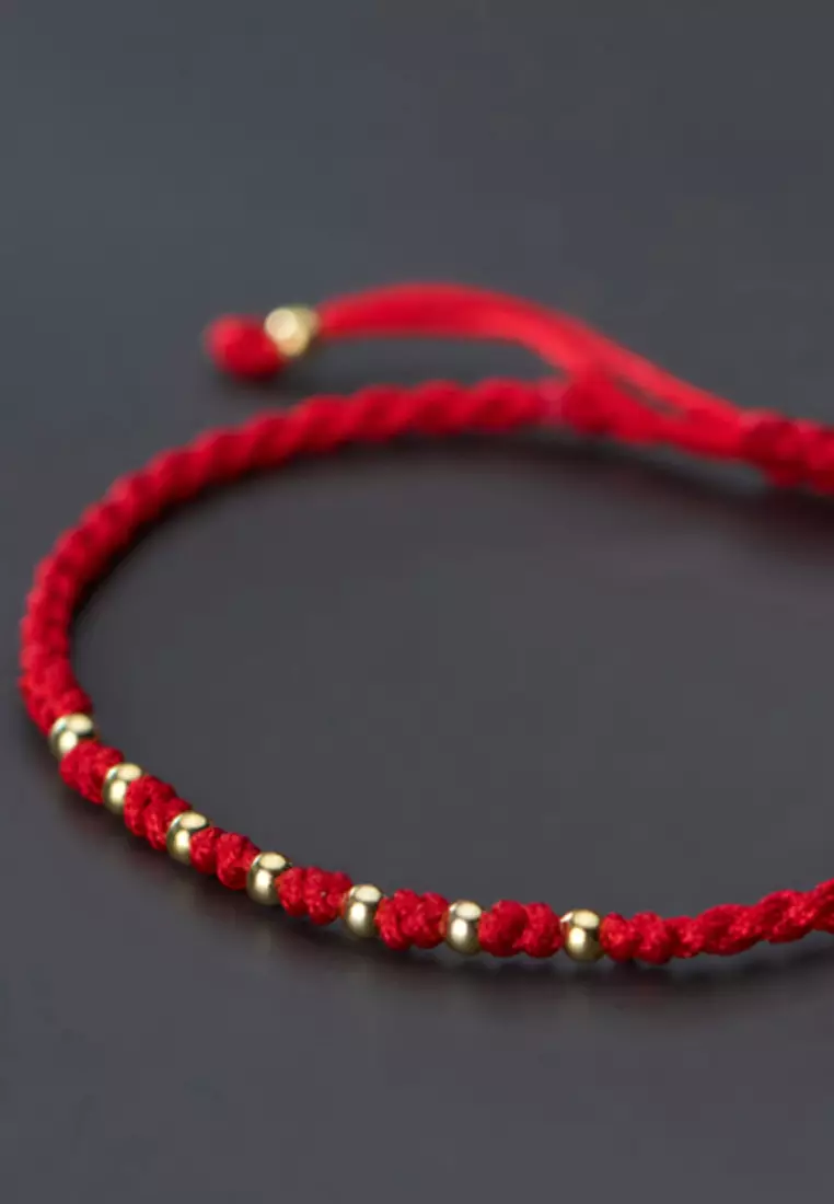 925 Silver Beads x Red Thread Lucky Bracelet JW AR-S3342