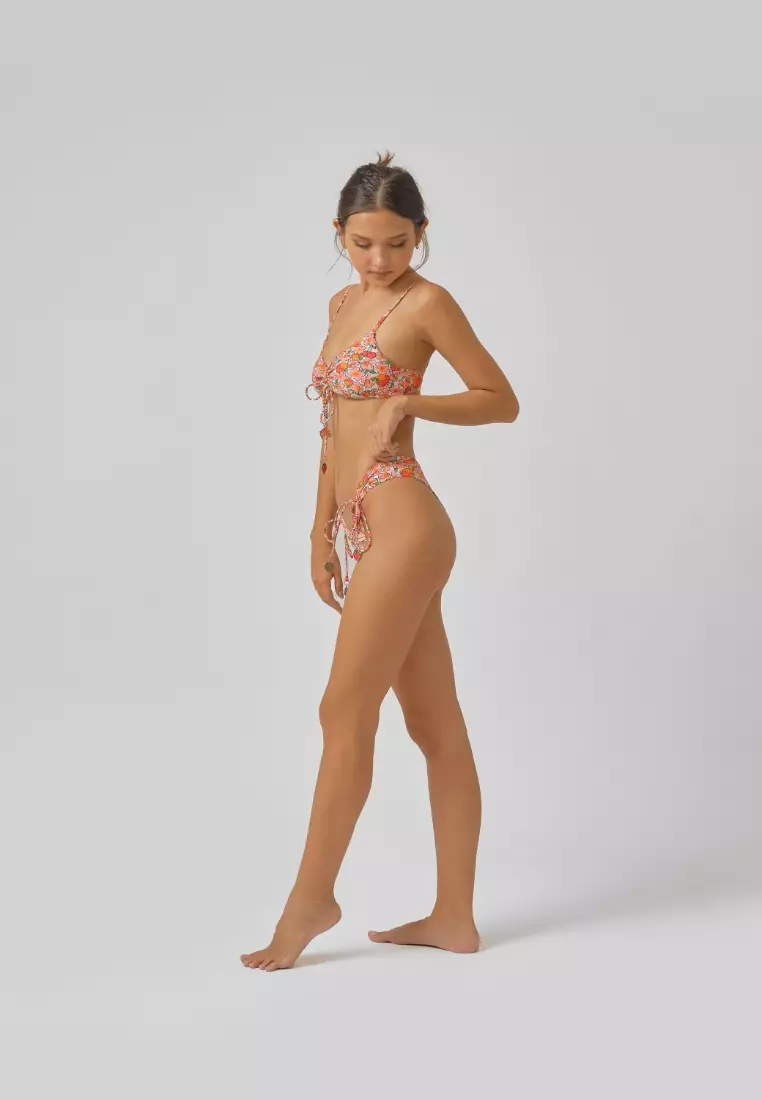 Sophia Ruched Modest Bikini Bottoms / Berry Cherry