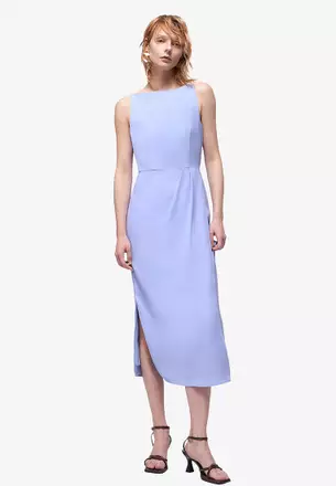white christmas dresses Side Printed Pleated Shift Dress – SaturdayClub International main image 0