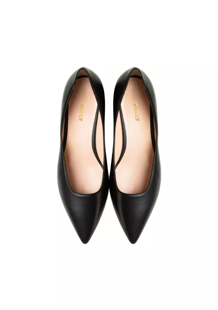 Elsia O Leather Flat Shoes - Black