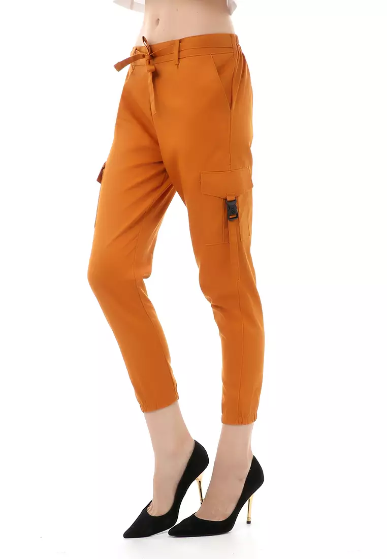 Jourel Celana Panjang Kasual Wanita Jogger Cargo Pants Material Cotton Drill ORIGINAL - Mustard