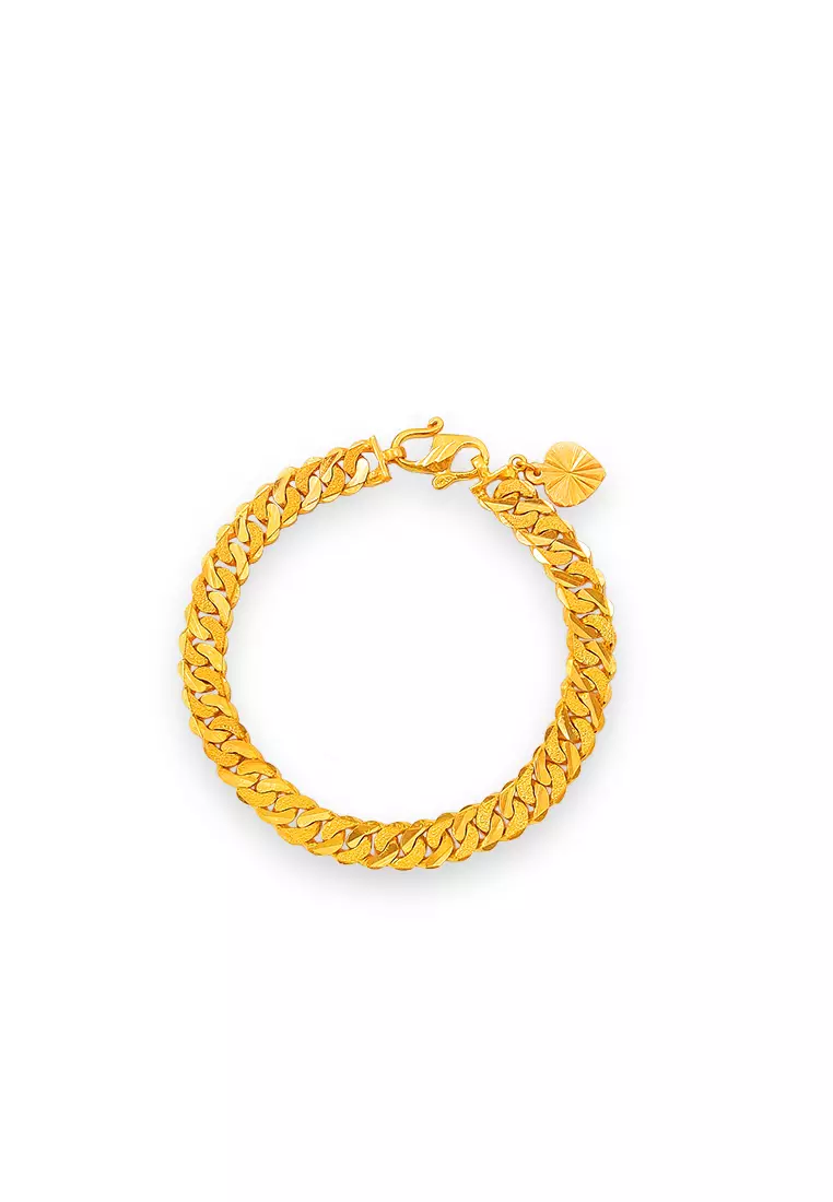 916/22K Gold Solid Sand Curb Bracelet T010 (8.50MM)